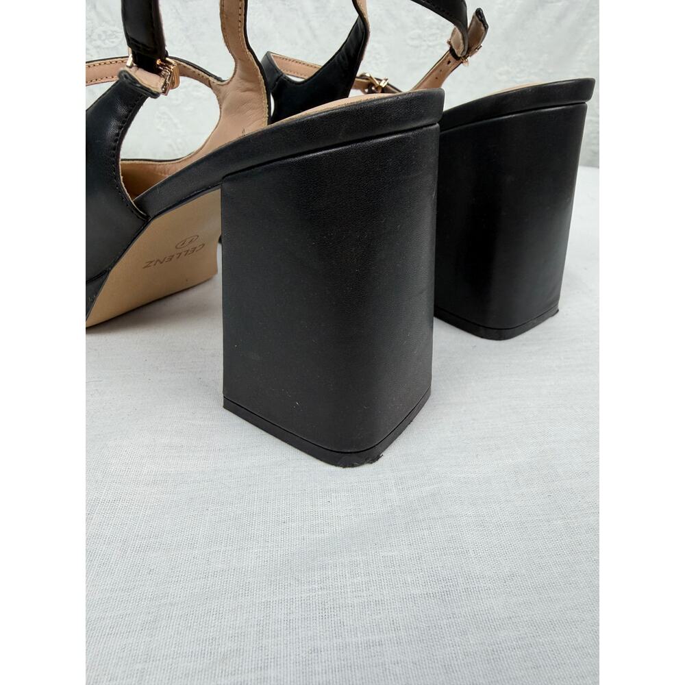 Cellenz Black Mary Jane Platform Pumps Chunky Heel Size 11 - Picture 8 of 9